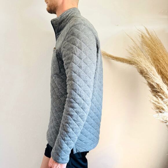 MENS EDDIE BAUER Grey Gray Quilted Half Zip Pocket Pullover Sweatshirt Sweater S - Picture 7 of 12